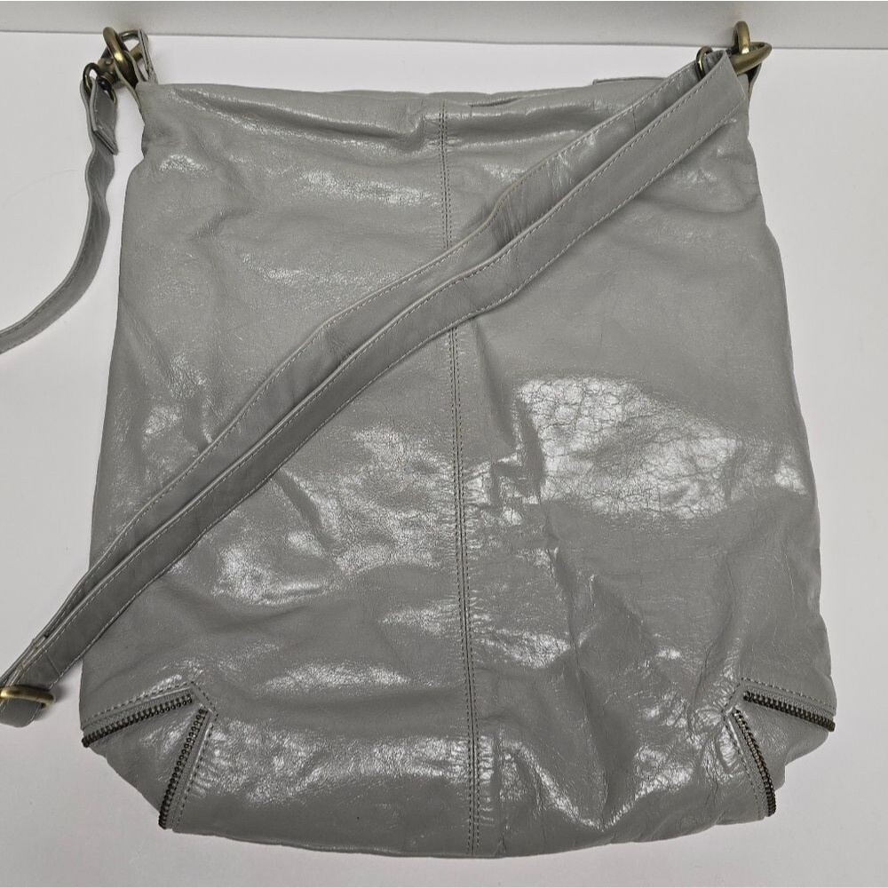 Latico Genuine Gray Leather Large Crossbody Shoulder Bag